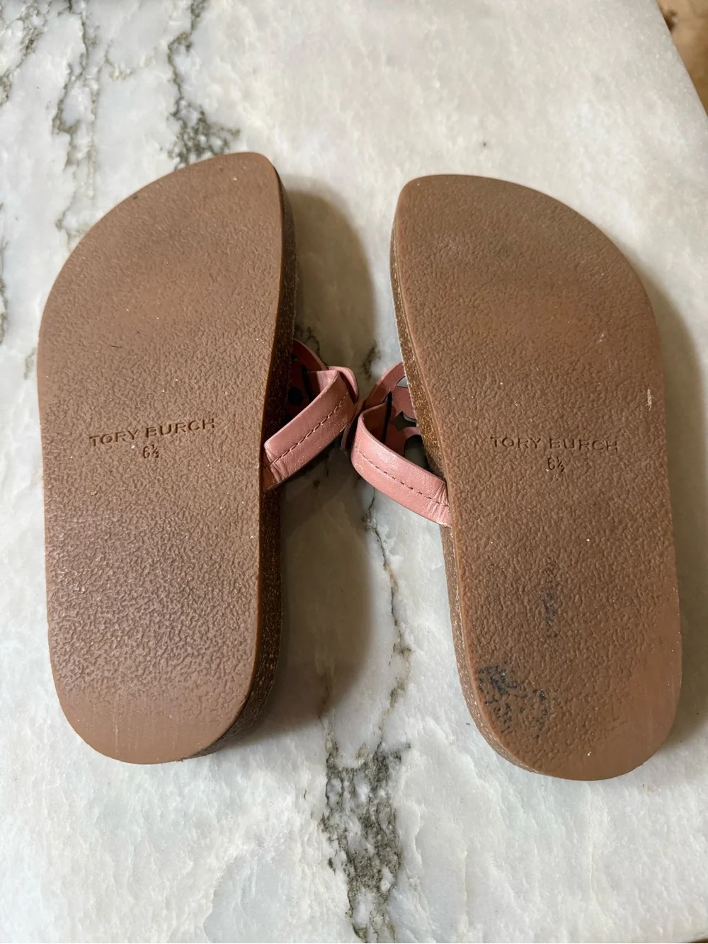 Tory Burch Dusty Rose Logo Thong Sandals